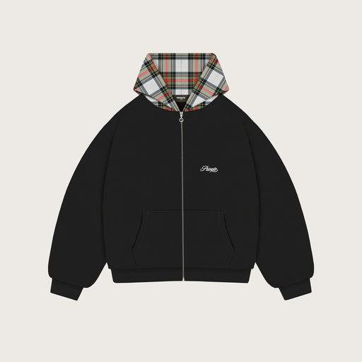 PLAID HOOD ZIPPER